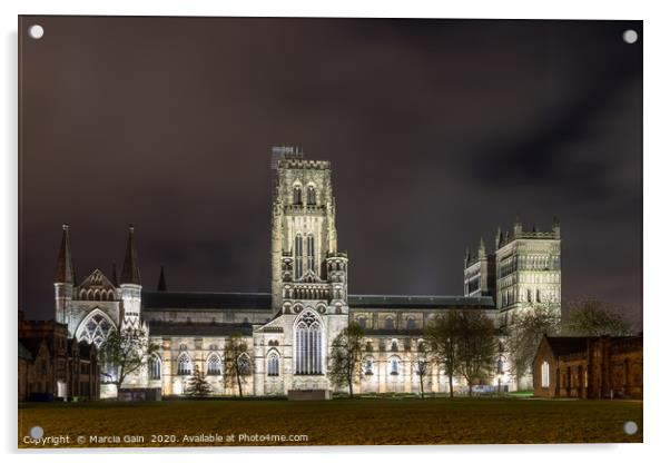 Durham Cathedral at night Acrylic by Marcia Reay