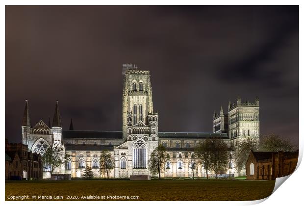 Durham Cathedral at night Print by Marcia Reay