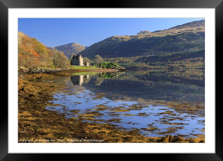 Dunderave Castle reflections Framed Mounted Print by Andrew Ray