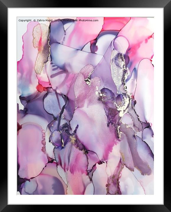 Fluid Pink Lilac Drama Framed Mounted Print by Zahra Majid