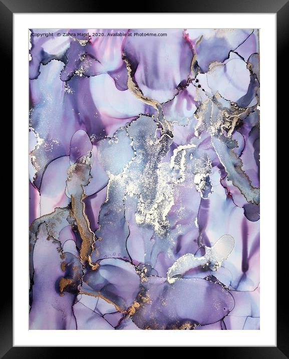 Lilac Fluid Madness Framed Mounted Print by Zahra Majid