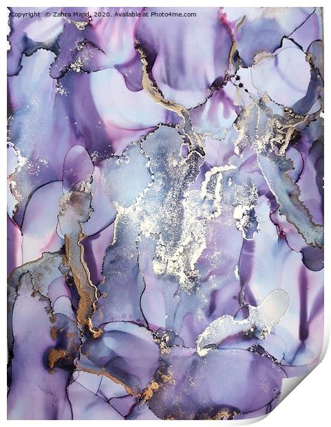 Lilac Fluid Madness Print by Zahra Majid