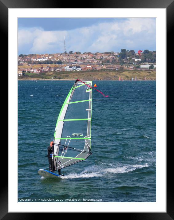 The Windsurfer Framed Mounted Print by Nicola Clark