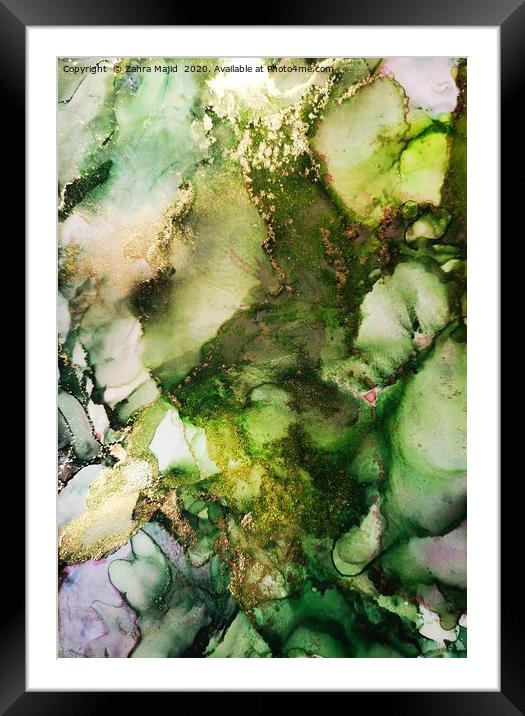 Monsoon Green Splash Forest Framed Mounted Print by Zahra Majid