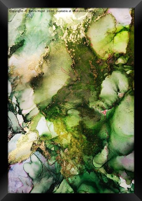 Monsoon Green Splash Forest Framed Print by Zahra Majid