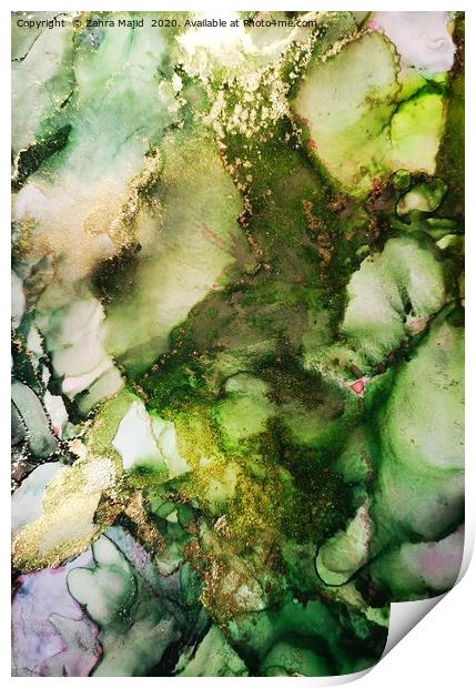 Monsoon Green Splash Forest Print by Zahra Majid