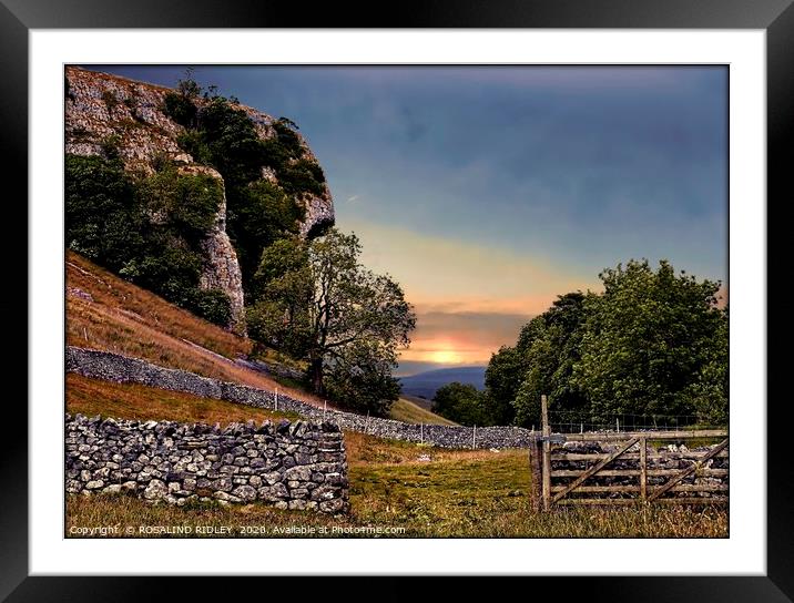 "Evening light at Kilnsey Crag" Framed Mounted Print by ROS RIDLEY