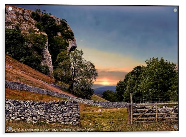"Evening light at Kilnsey Crag" Acrylic by ROS RIDLEY