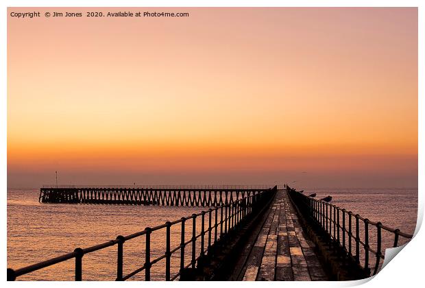 Start of the year looking down the Old Wooden Pier Print by Jim Jones