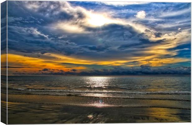 Borneo seascape at sunset Canvas Print by Simon Marlow