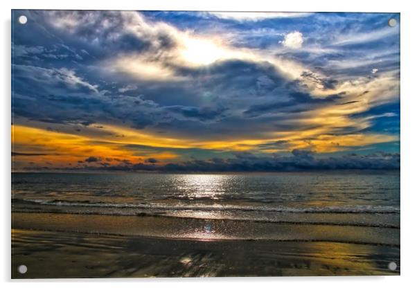 Borneo seascape at sunset Acrylic by Simon Marlow
