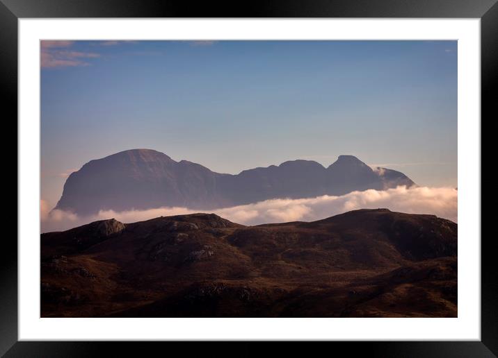 Suilven Mountain Morning Mists Scotland Framed Mounted Print by Derek Beattie