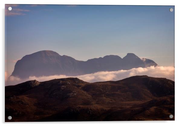 Suilven Mountain Morning Mists Scotland Acrylic by Derek Beattie