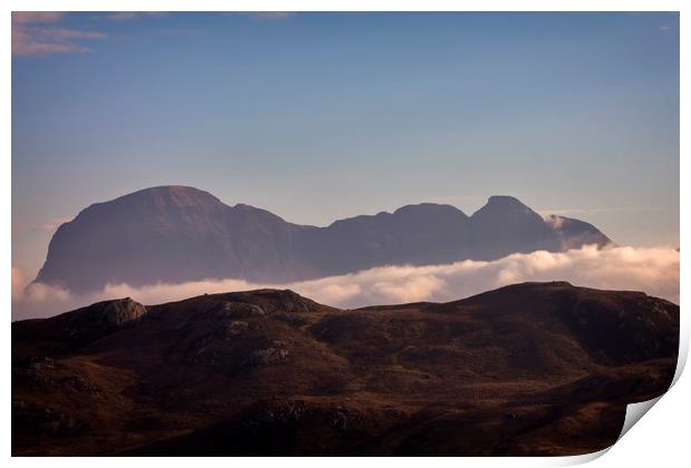 Suilven Mountain Morning Mists Scotland Print by Derek Beattie