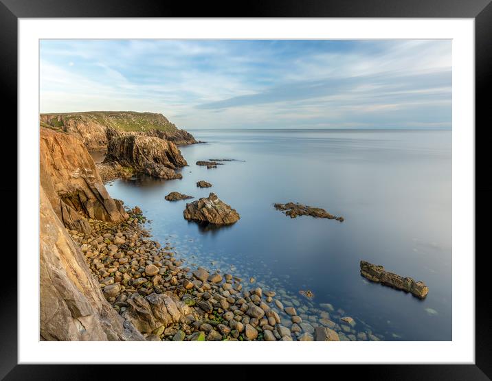 Tranquil Sea, Lands End, Cornwall Framed Mounted Print by Mick Blakey