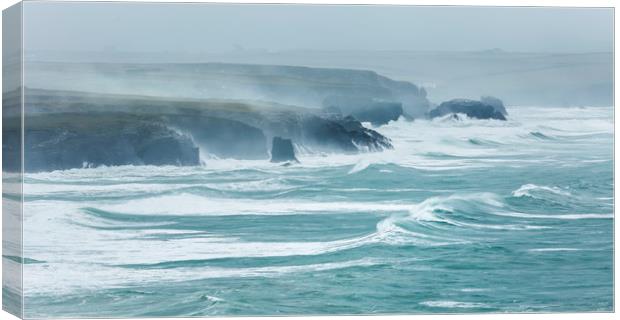 December Storms, Constantine Bay, Cornwall Canvas Print by Mick Blakey