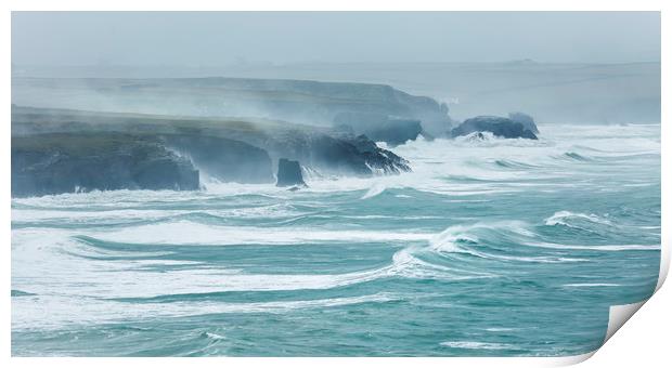 December Storms, Constantine Bay, Cornwall Print by Mick Blakey