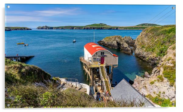 New RNLI lifeboat station in St Justinians, Wales Acrylic by Chris Yaxley