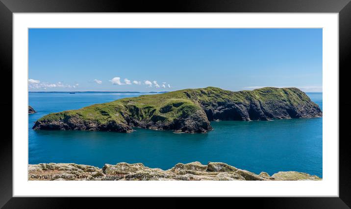 The island of Ynys Bery on the Welsh coast Framed Mounted Print by Chris Yaxley