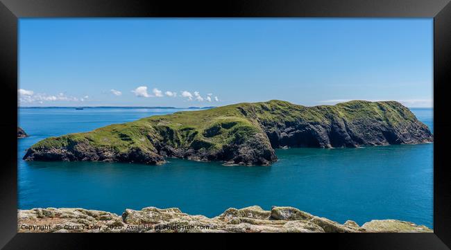 The island of Ynys Bery on the Welsh coast Framed Print by Chris Yaxley