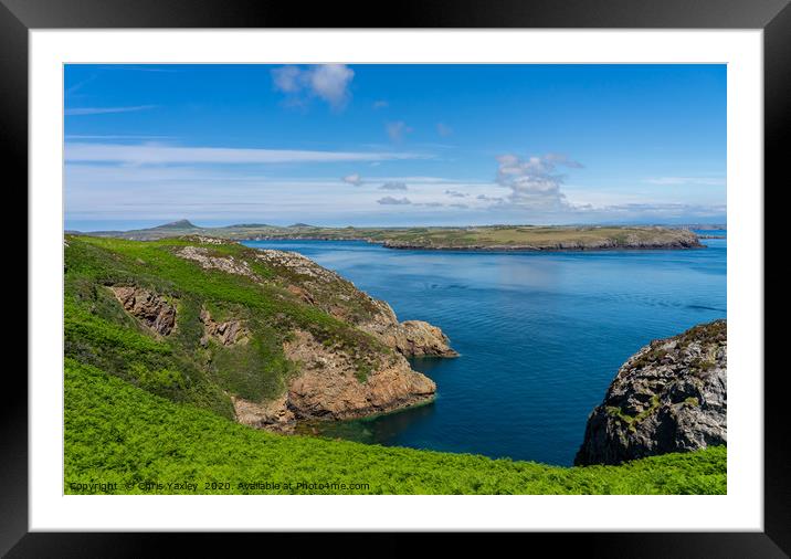 View from RSPB Ramsey Island towards the mainland Framed Mounted Print by Chris Yaxley