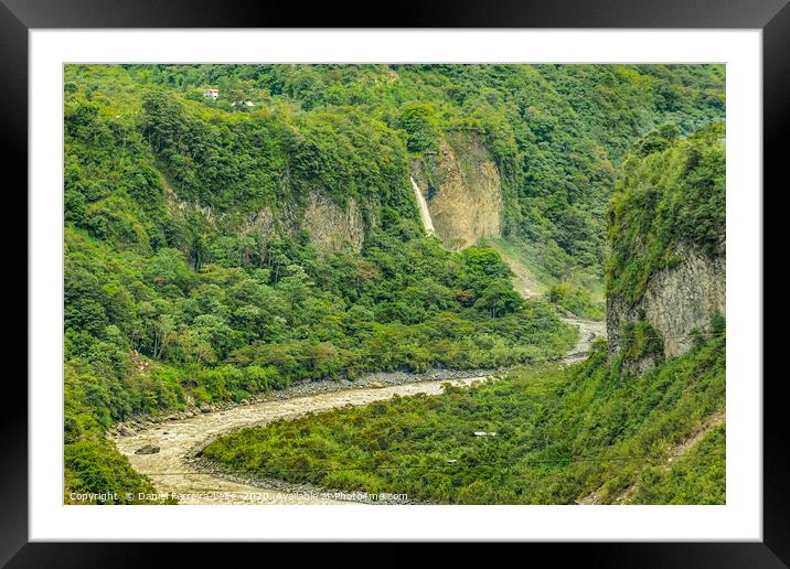 Pastaza River and Leafy Mountains in Banos Ecuador Framed Mounted Print by Daniel Ferreira-Leite
