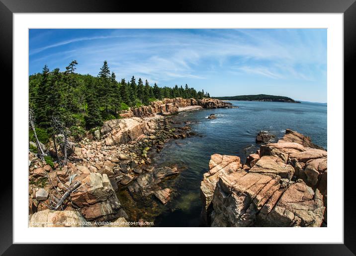 Coastline in Maine with Atlantic ocean Framed Mounted Print by Miro V