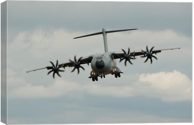 A400 Airbus on final approach Canvas Print by Simon J Beer