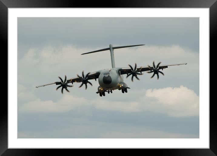 A400 Airbus on final approach Framed Mounted Print by Simon J Beer