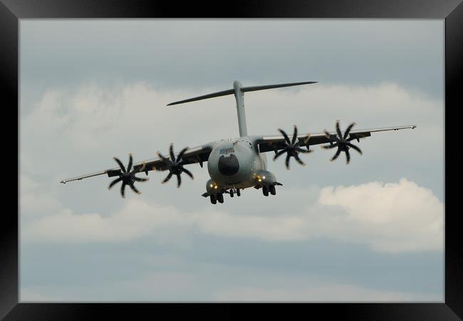 A400 Airbus on final approach Framed Print by Simon J Beer