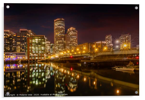 BOSTON Harborwalk Nightscape  Acrylic by Melanie Viola
