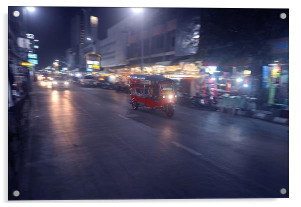 tuk-tuk night race at Bangkok Acrylic by federico stevanin