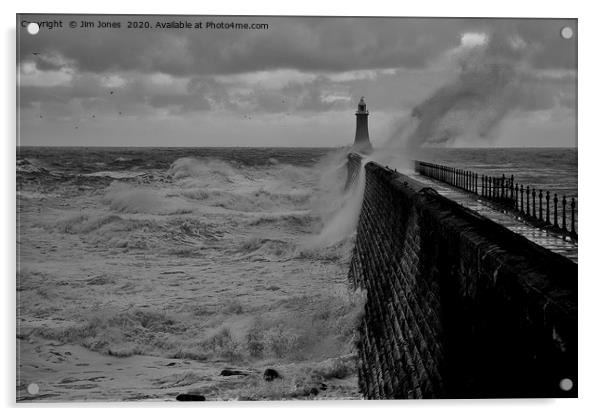 Stormy seas over Tynemouth Pier Acrylic by Jim Jones
