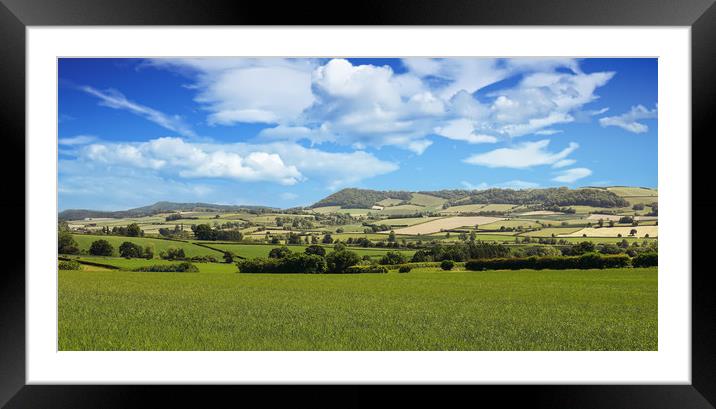 South Shropshire landscape across the Clun Valley Framed Mounted Print by Simon Marlow
