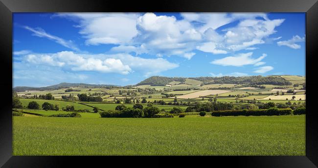 South Shropshire landscape across the Clun Valley Framed Print by Simon Marlow