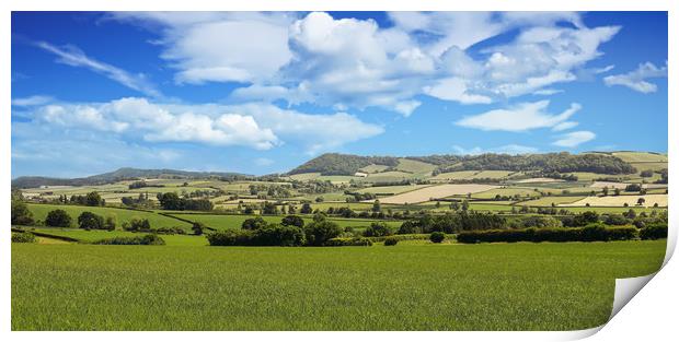 South Shropshire landscape across the Clun Valley Print by Simon Marlow