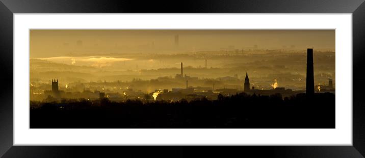 Sun Rise Over Bolton, with Manchester in the backg Framed Mounted Print by Christopher Stores