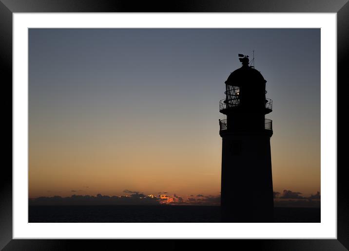 Sun Set with silhouette of Rua Reidh Lighthouse Framed Mounted Print by Christopher Stores