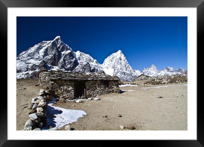 Yak Herders Hut Himalya Framed Mounted Print by Christopher Stores