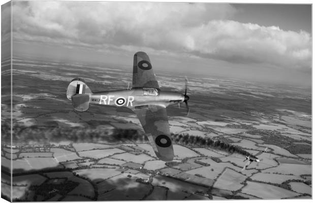 Josef František of 303 Squadron in action, B&W ver Canvas Print by Gary Eason