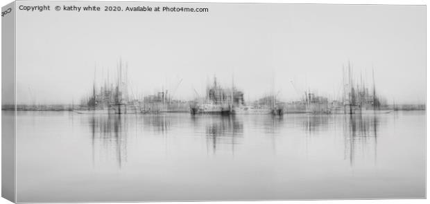 Harbour view Cornwall,black and white abstract Canvas Print by kathy white