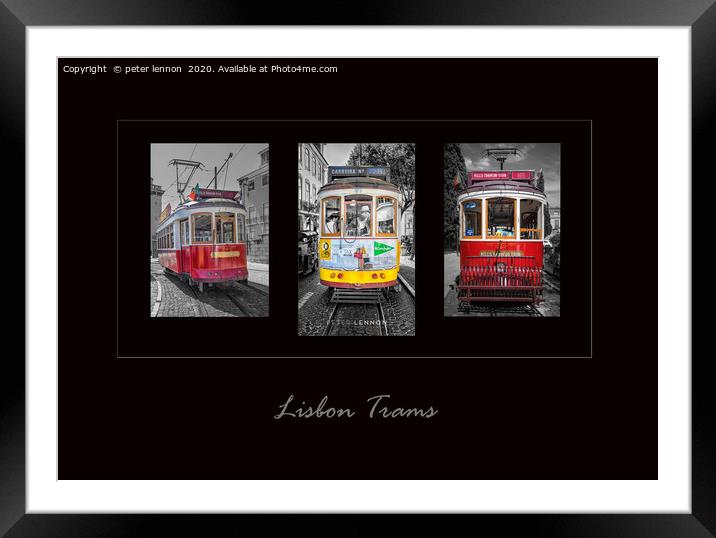 Lisbon Trams  Framed Mounted Print by Peter Lennon