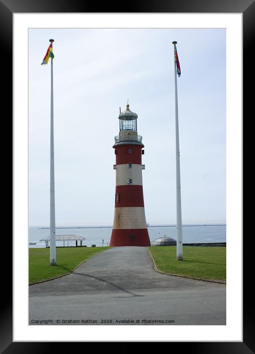 Majestic Eddystone Lighthouse on Plymouth Hoe Framed Mounted Print by Graham Nathan