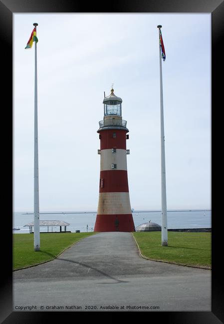 Majestic Eddystone Lighthouse on Plymouth Hoe Framed Print by Graham Nathan