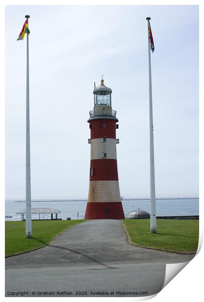 Majestic Eddystone Lighthouse on Plymouth Hoe Print by Graham Nathan