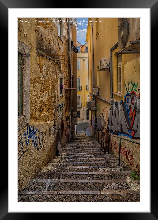 The Alley Framed Mounted Print by Peter Lennon