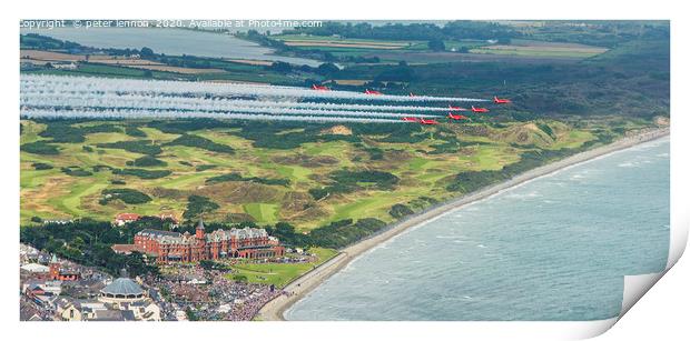 Red Arrows Over Slieve Donard Hotel Print by Peter Lennon