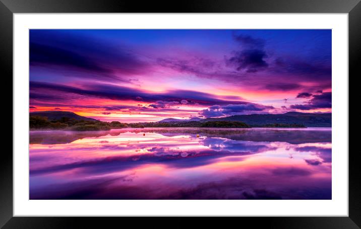 Derwent water sunrise, Lake District Framed Mounted Print by John Finney