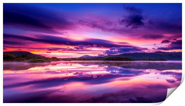 Derwent water sunrise, Lake District Print by John Finney