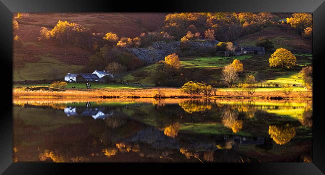 Little Langdale tarn Autumn reflections Framed Print by John Finney